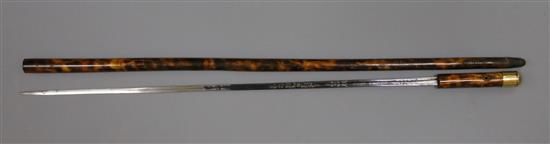 A Victorian hardwood sword stick, 36in.